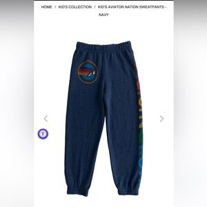 Aviator Nation Kids Navy Sweatpants with Rainbow Accents